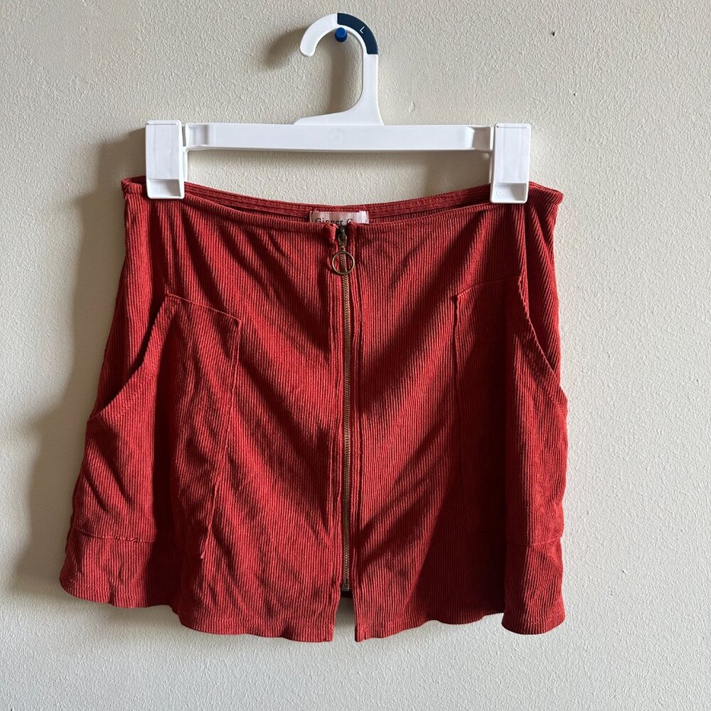 Ginger G Orange zip up corduroy skirt